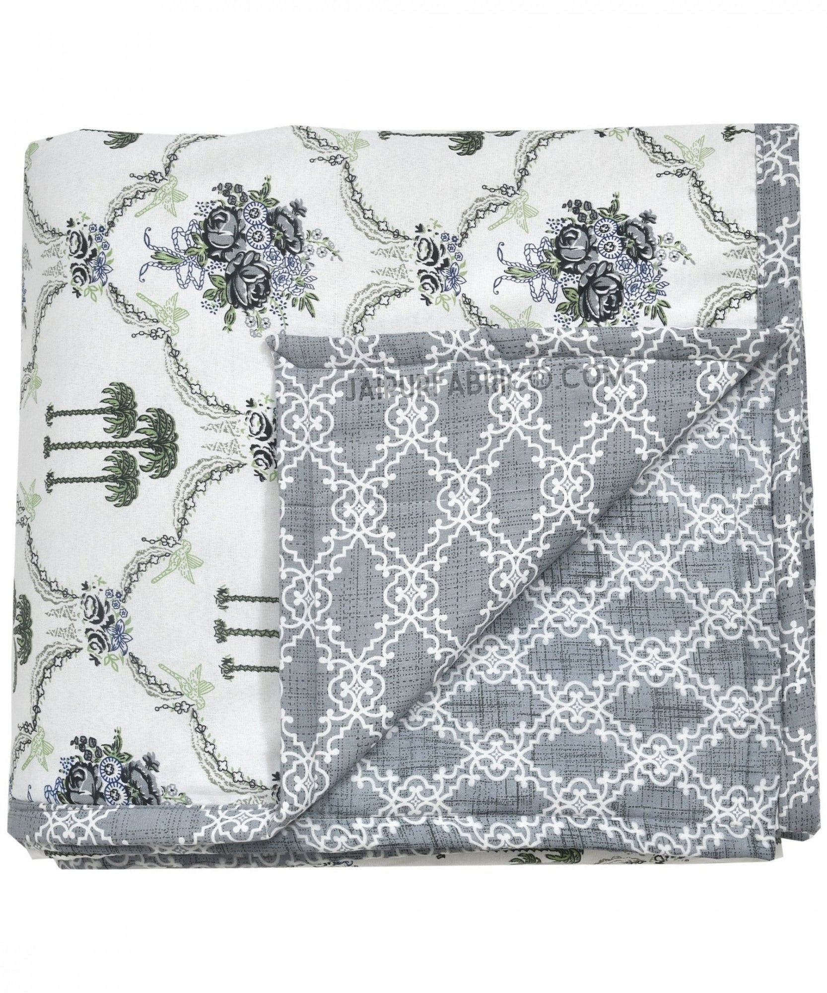 Misty Marble Grey & White Cotton Reversible Double Bed Dohar