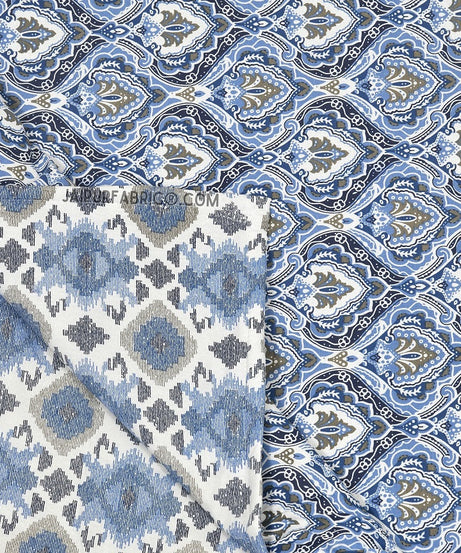 Ocean Whisper Blue and White Cotton Reversible Double Bed Dohar