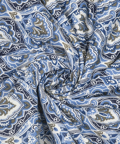 Ocean Whisper Blue and White Cotton Reversible Double Bed Dohar