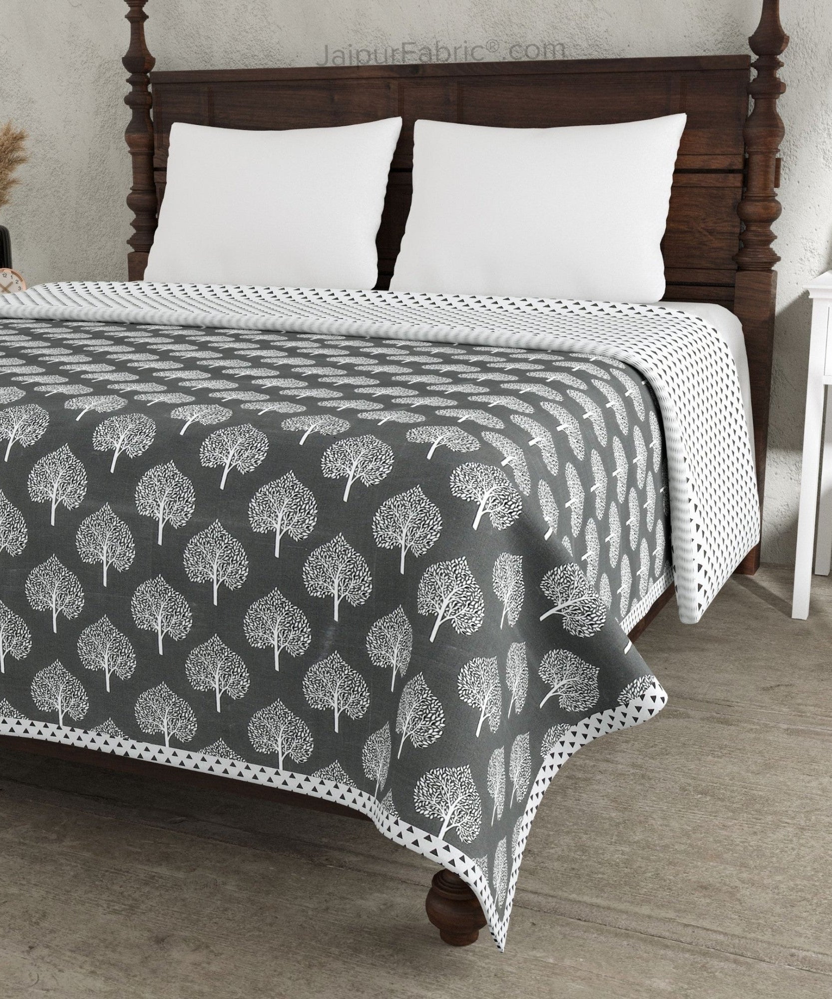 Grey Mist Dreamer Cotton Reversible Double Bed Dohar