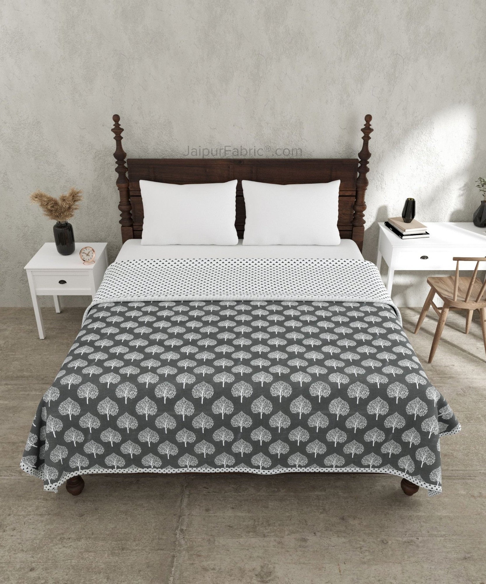 Grey Mist Dreamer Cotton Reversible Double Bed Dohar