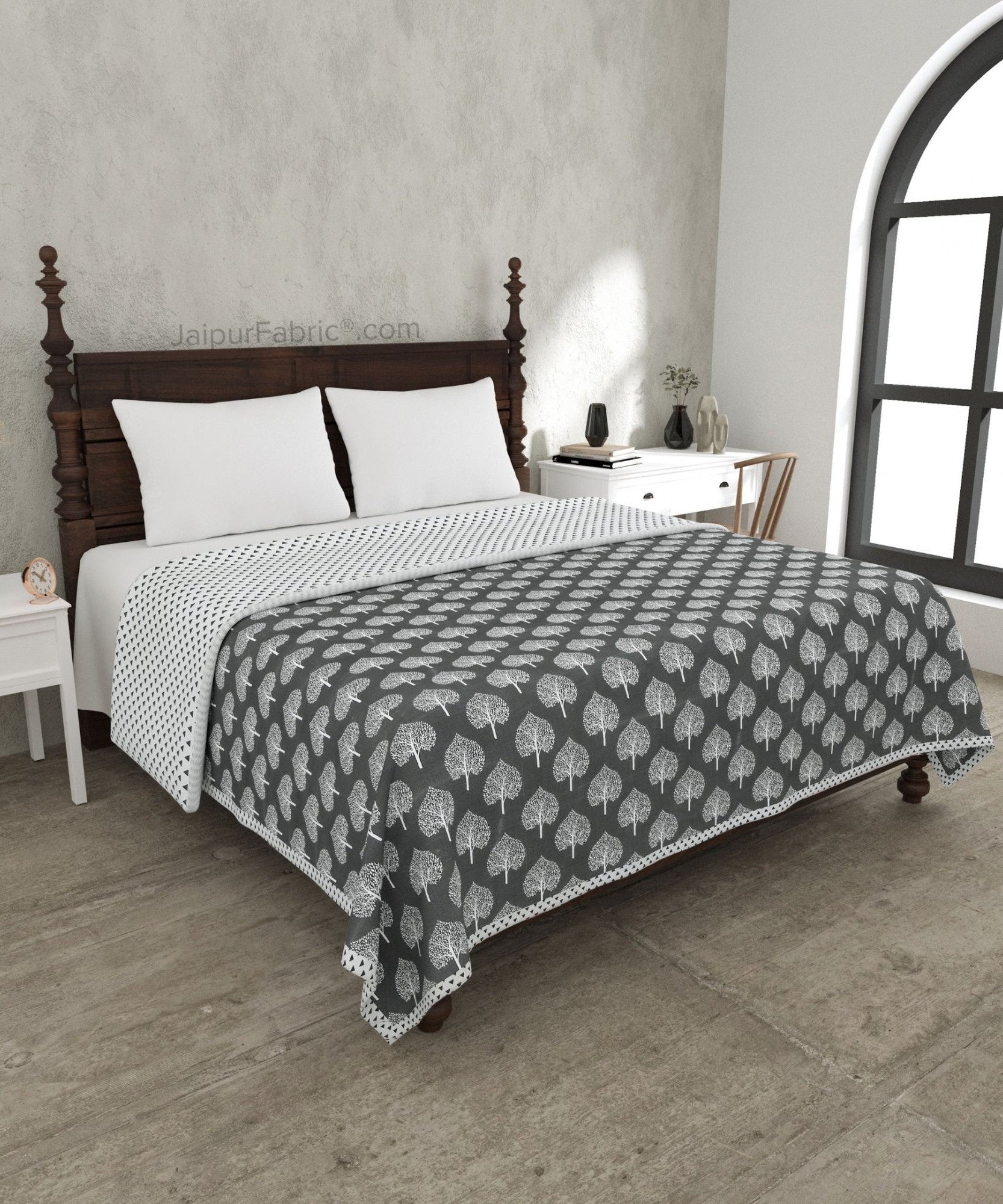 Grey Mist Dreamer Cotton Reversible Double Bed Dohar