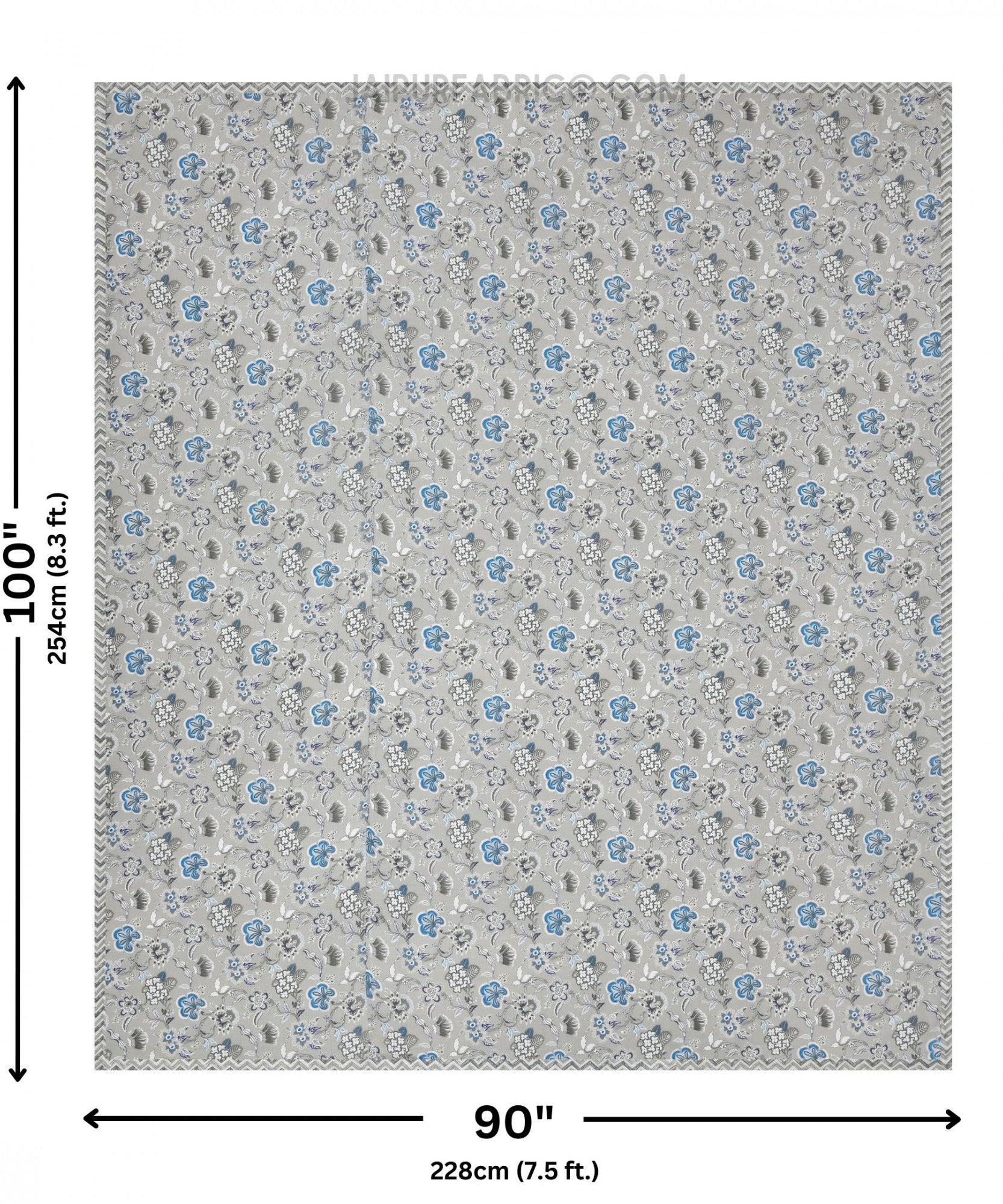 Silver Petals Grey Floral Cotton Reversible Double Bed Dohar