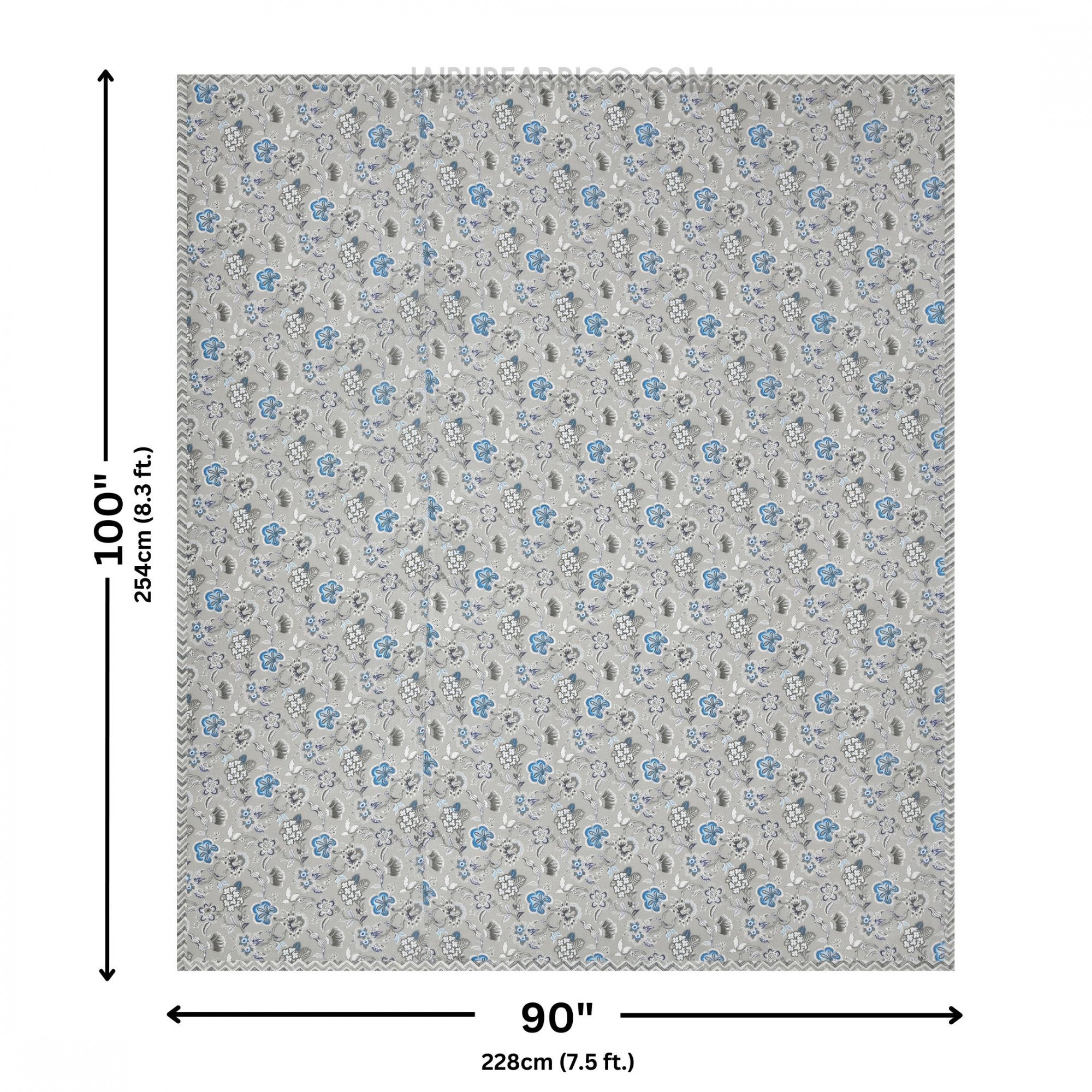 Silver Petals Grey Floral Cotton Reversible Double Bed Dohar