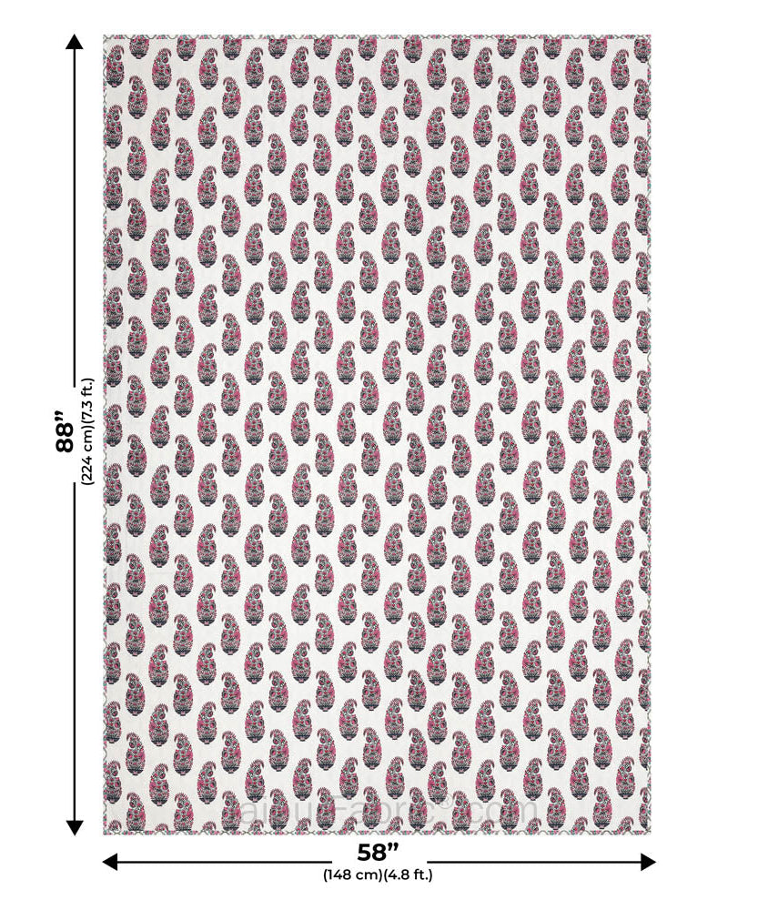 Pink Paisley Pure Cotton Single Bed Dohar