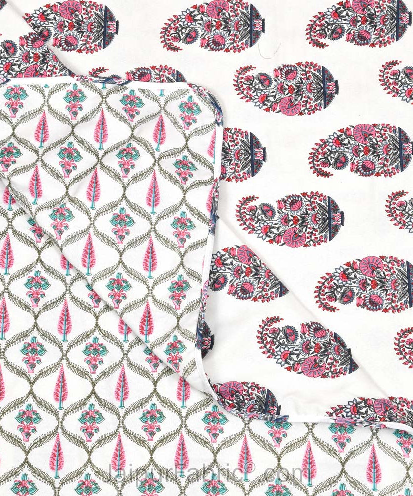 Pink Paisley Pure Cotton Single Bed Dohar