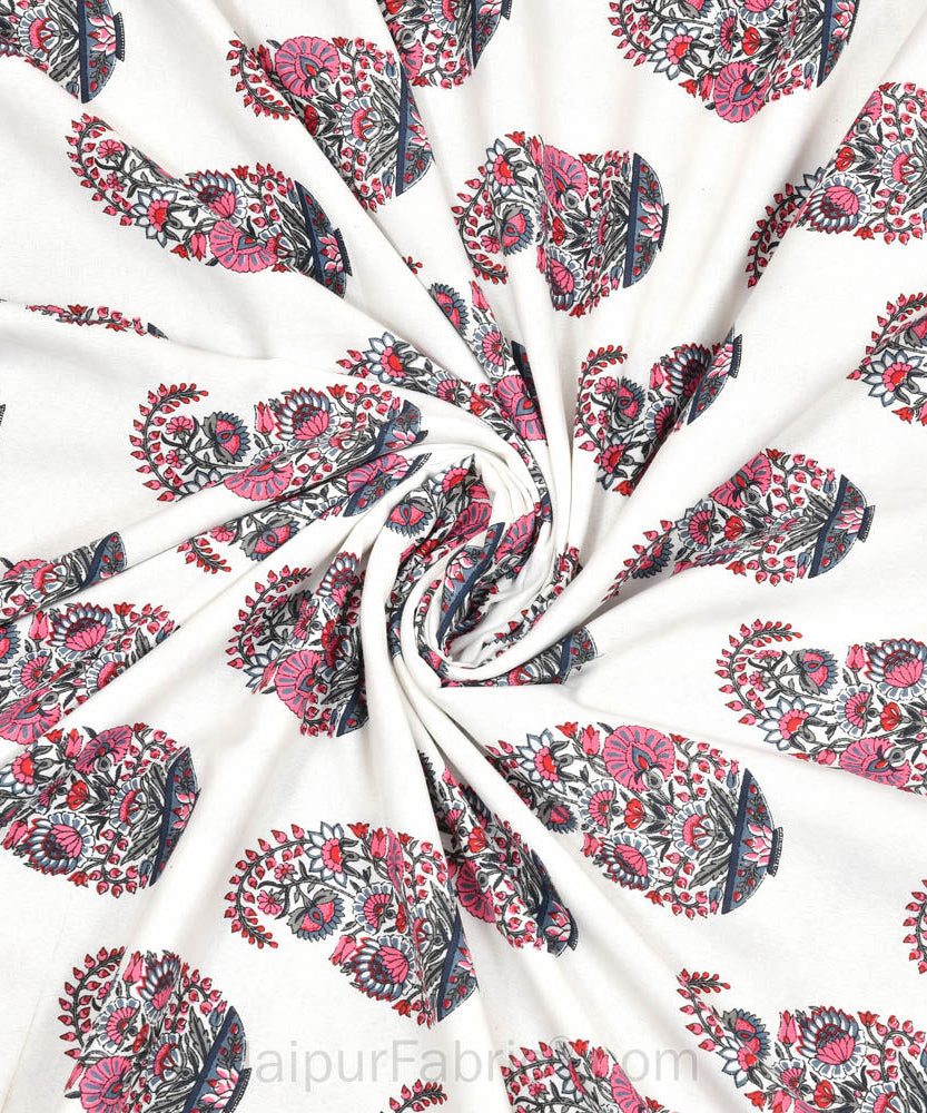 Pink Paisley Pure Cotton Single Bed Dohar