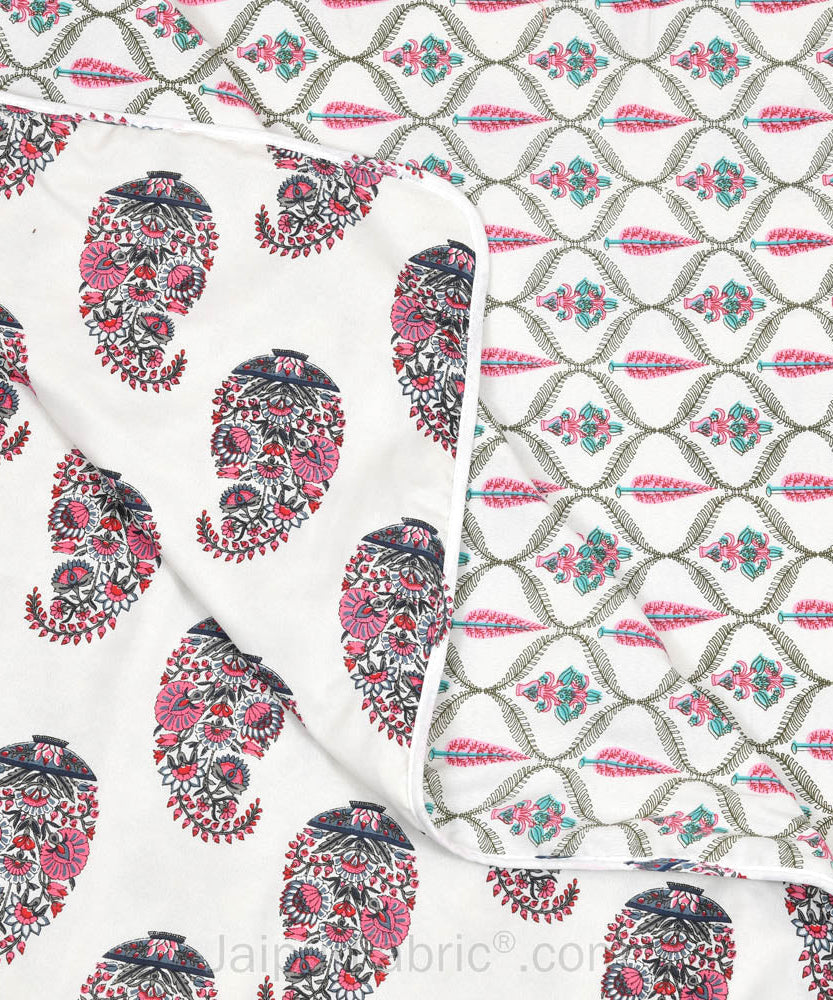 Pink Paisley Pure Cotton Single Bed Dohar