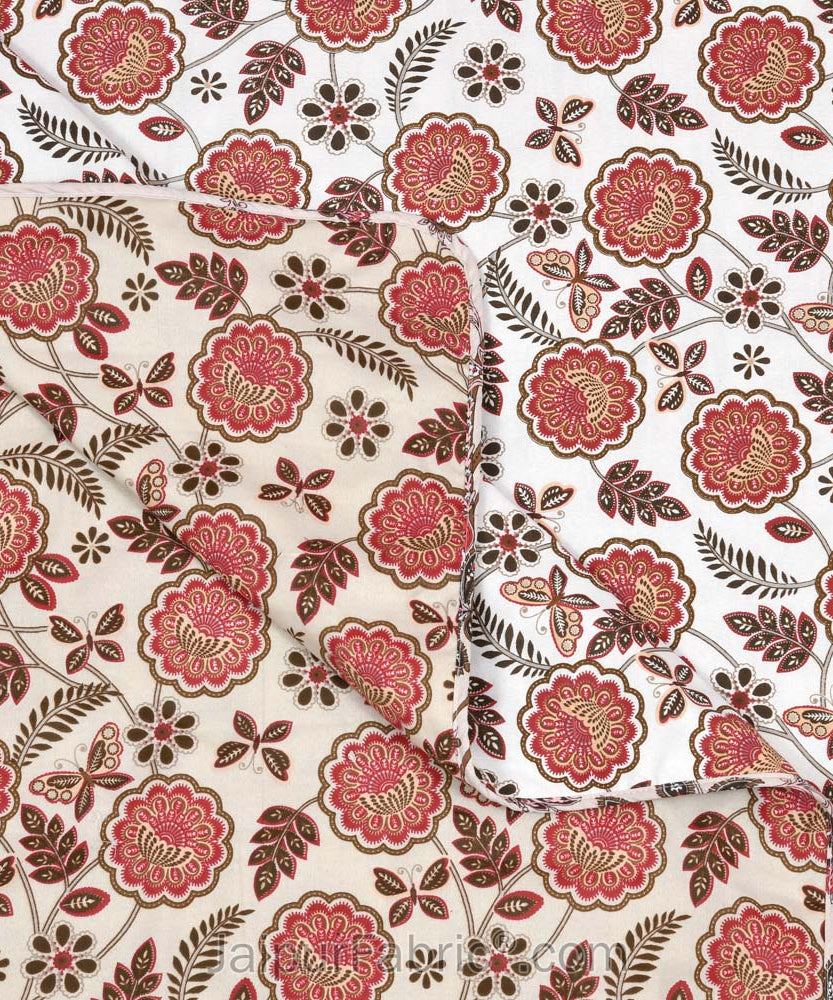 Pink Butterflies  Pure Cotton Single Bed Dohar