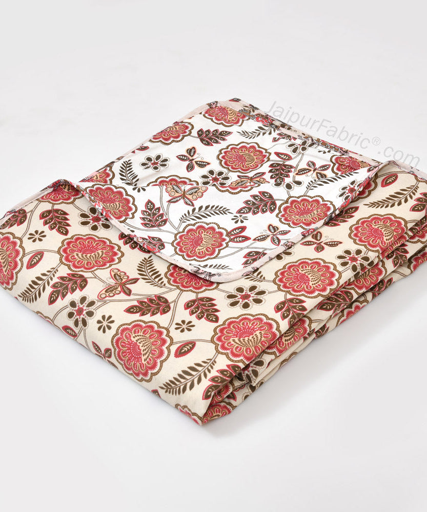 Pink Butterflies  Pure Cotton Single Bed Dohar