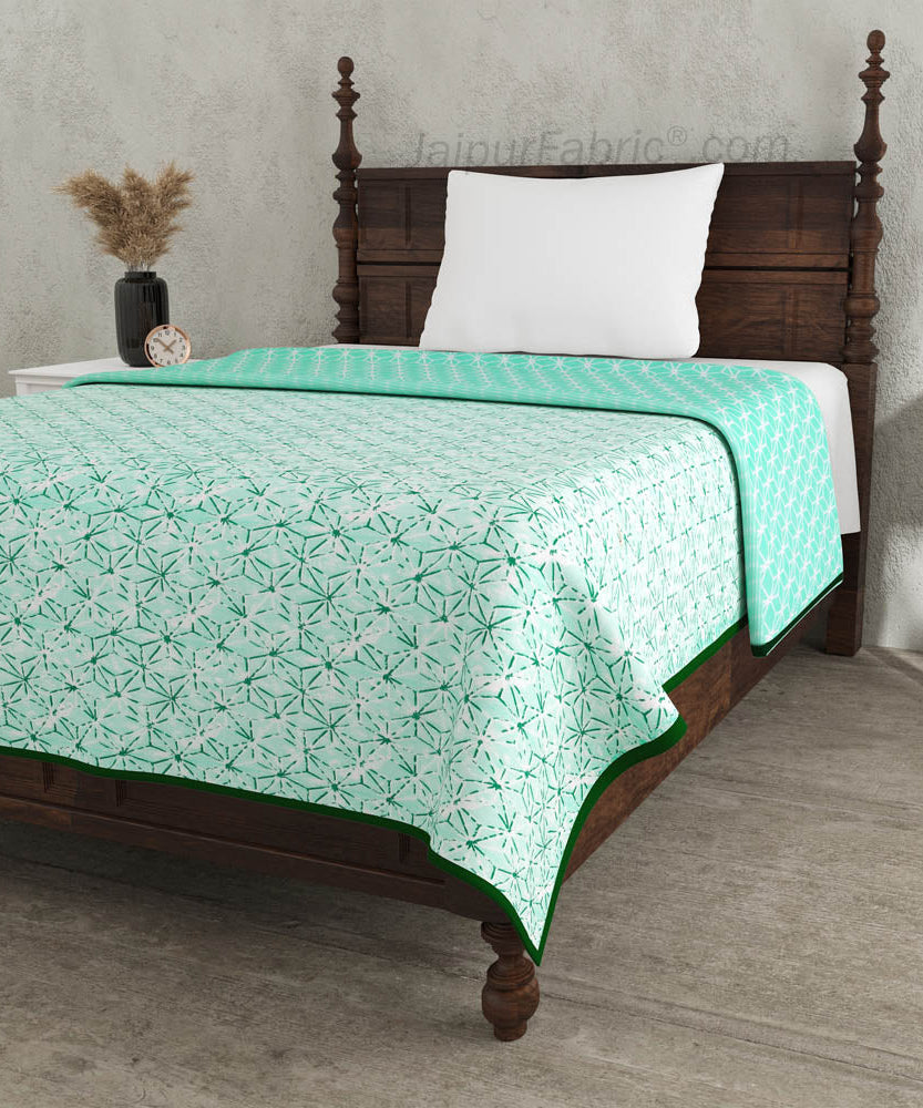 Geometricity Green Single Bed Dohar Blanket