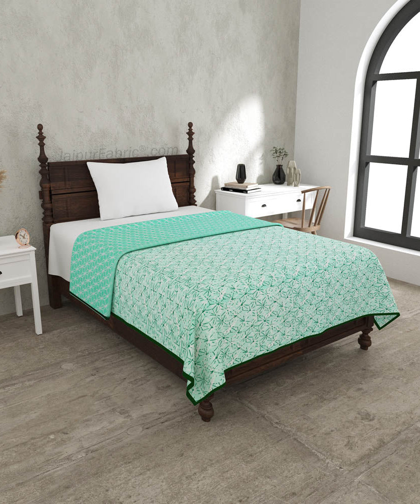 Geometricity Green Single Bed Dohar Blanket