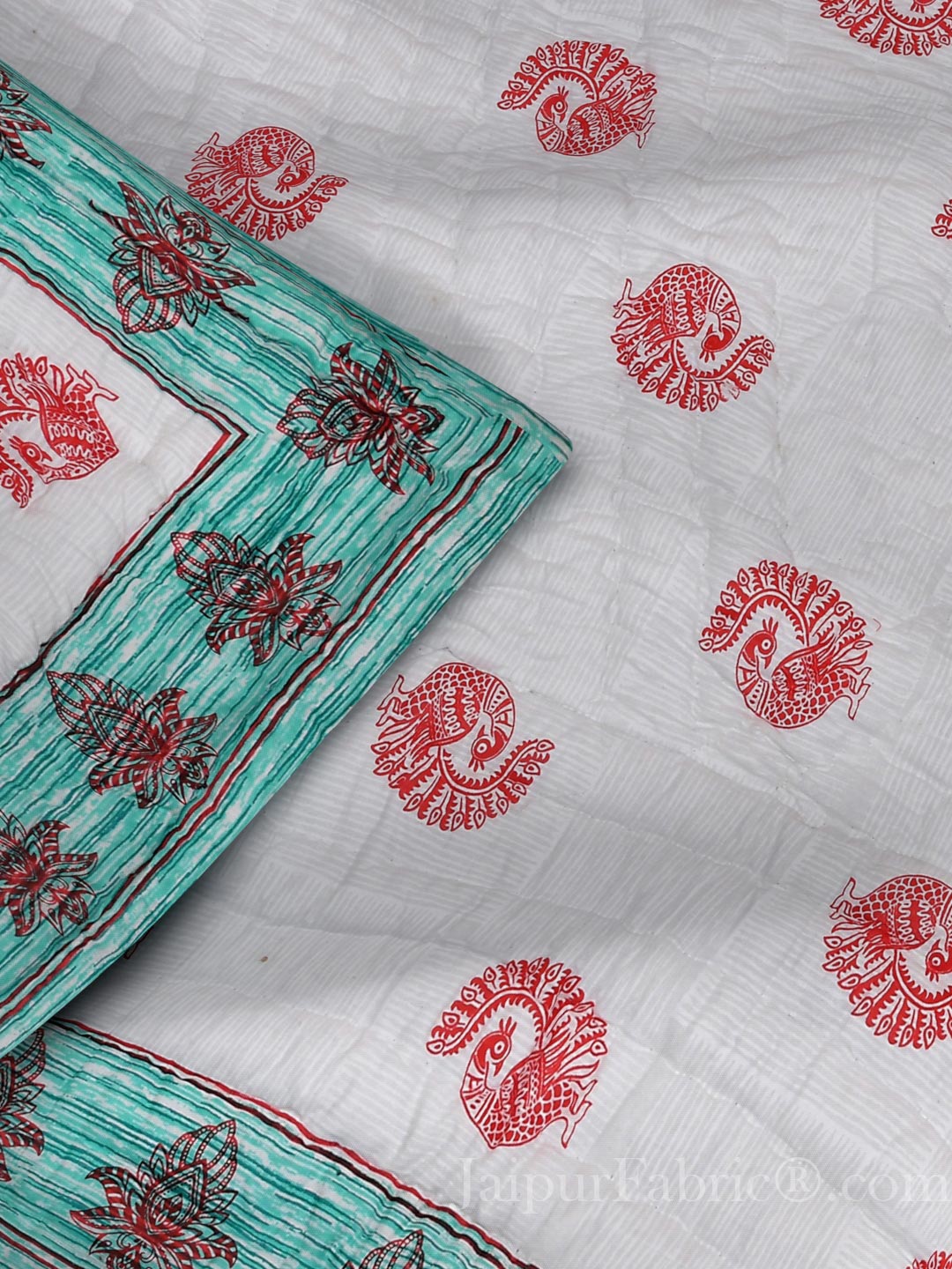 Peach Green Microfiber Fill Cotton Cover Double Bed Quilt