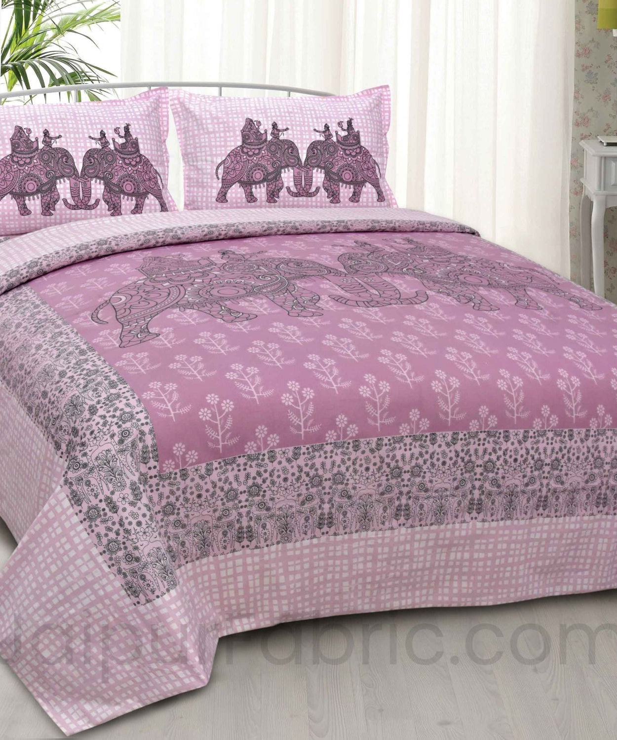 Alexa Pink Sahi Sawari King Size Double Bedsheet