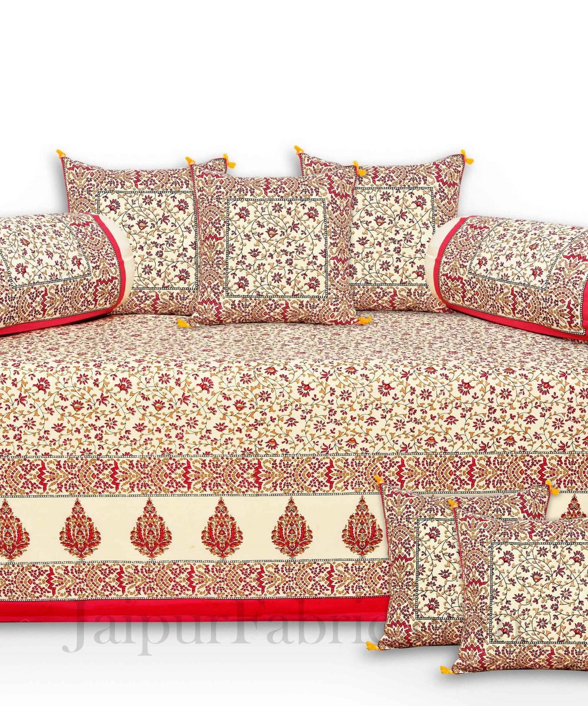 Ethnic gold red gold floral diwan set