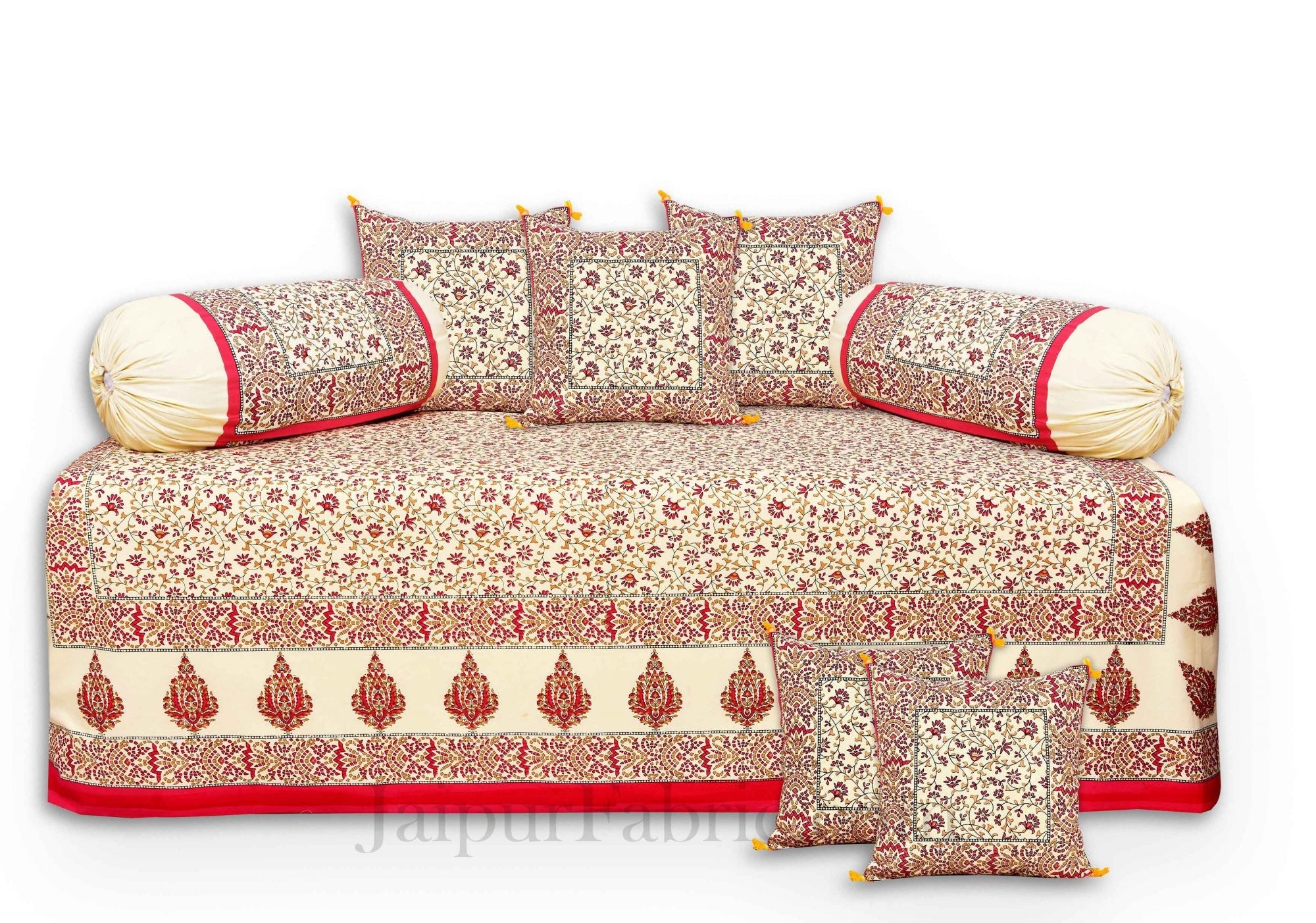 Ethnic gold red gold floral diwan set