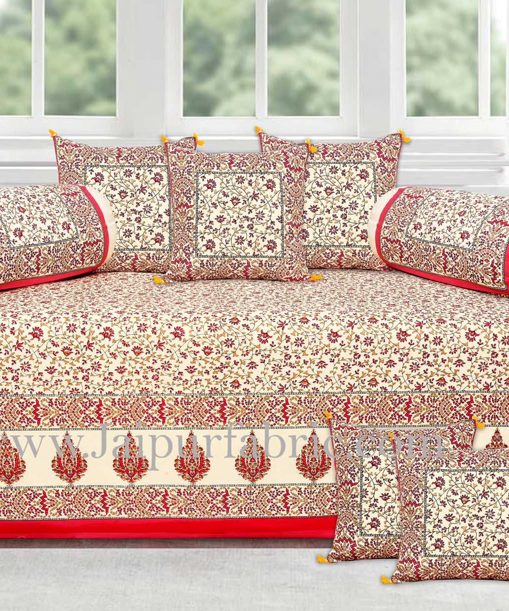 Ethnic gold red gold floral diwan set