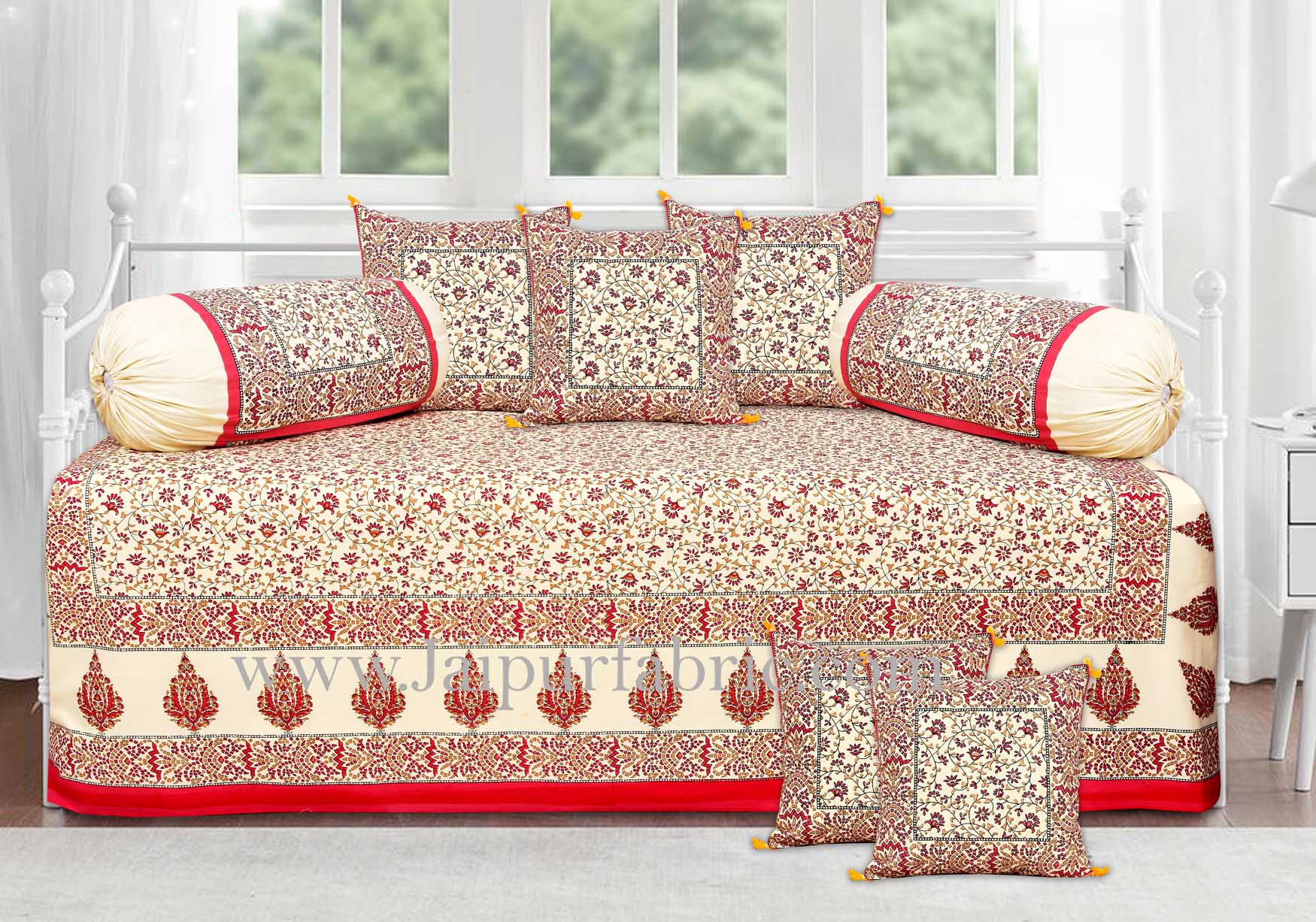 Ethnic gold red gold floral diwan set