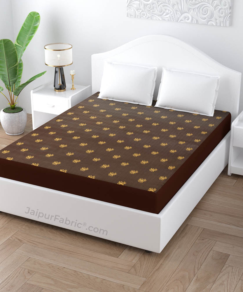 Brown Printed Water Proof Fitted Mattress Protector