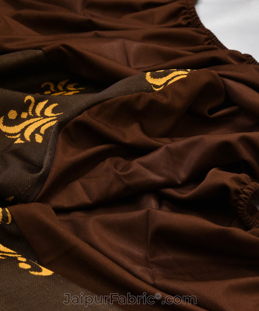 Brown Printed Water Proof Fitted Mattress Protector