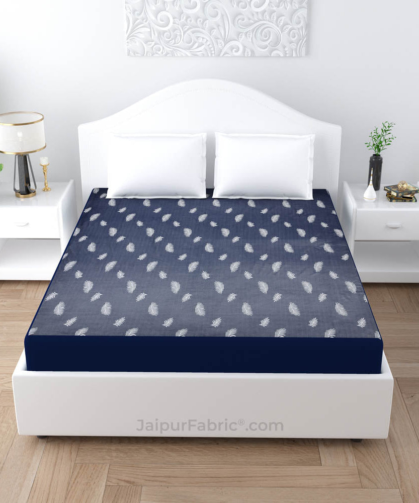 Blue Printed Water Proof Fitted Mattress Protector