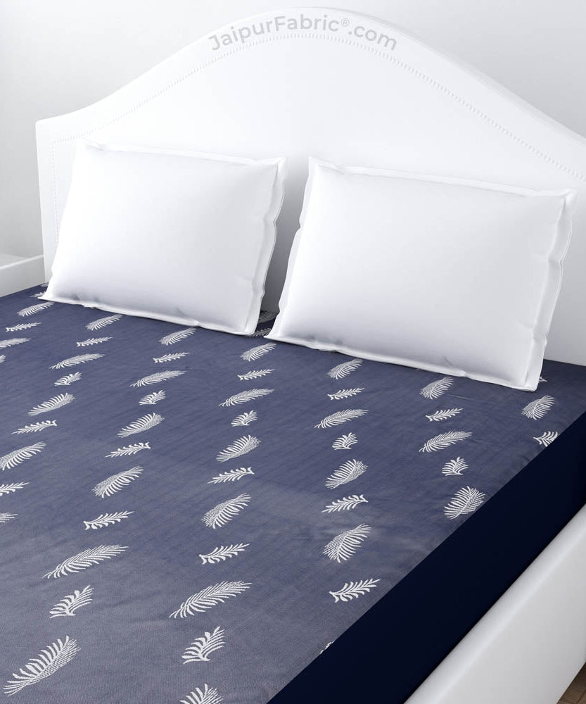 Blue Printed Water Proof Fitted Mattress Protector