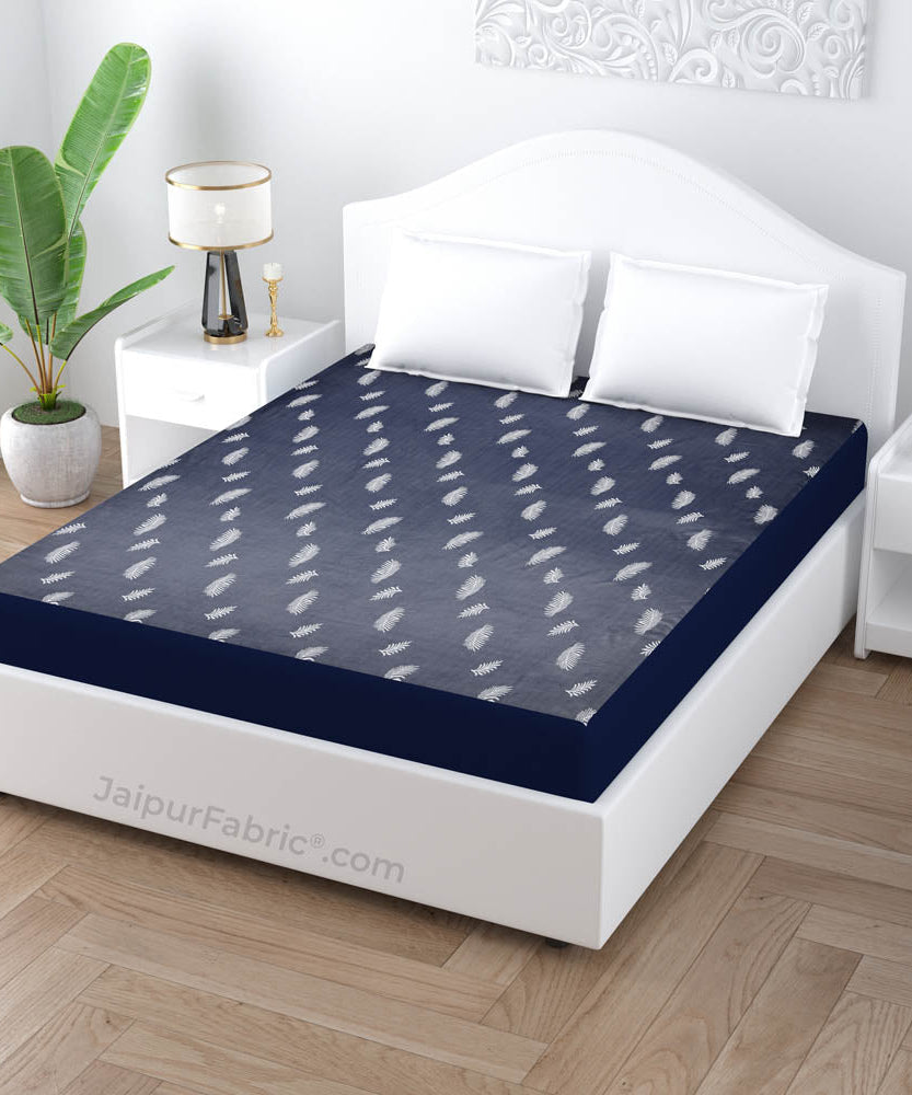 Blue Printed Water Proof Fitted Mattress Protector
