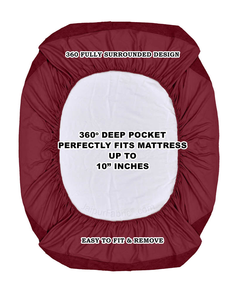 Heavy Quality Maroon Terry Cotton Waterproof and Elastic Fitted Water Resistant Ultra Soft Double Mattress Cover