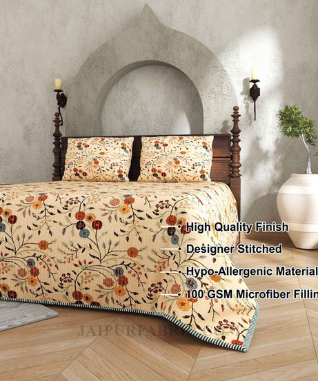 Tuned to Tradition Pure Cotton Reversible Quilted Bedcover with Pillowcases