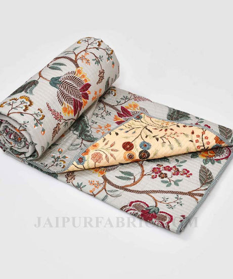 Tuned to Tradition Pure Cotton Reversible Quilted Bedcover with Pillowcases