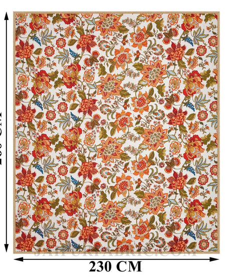 The Festive Grace Pure Cotton Reversible Quilted Bedcover with Pillowcases