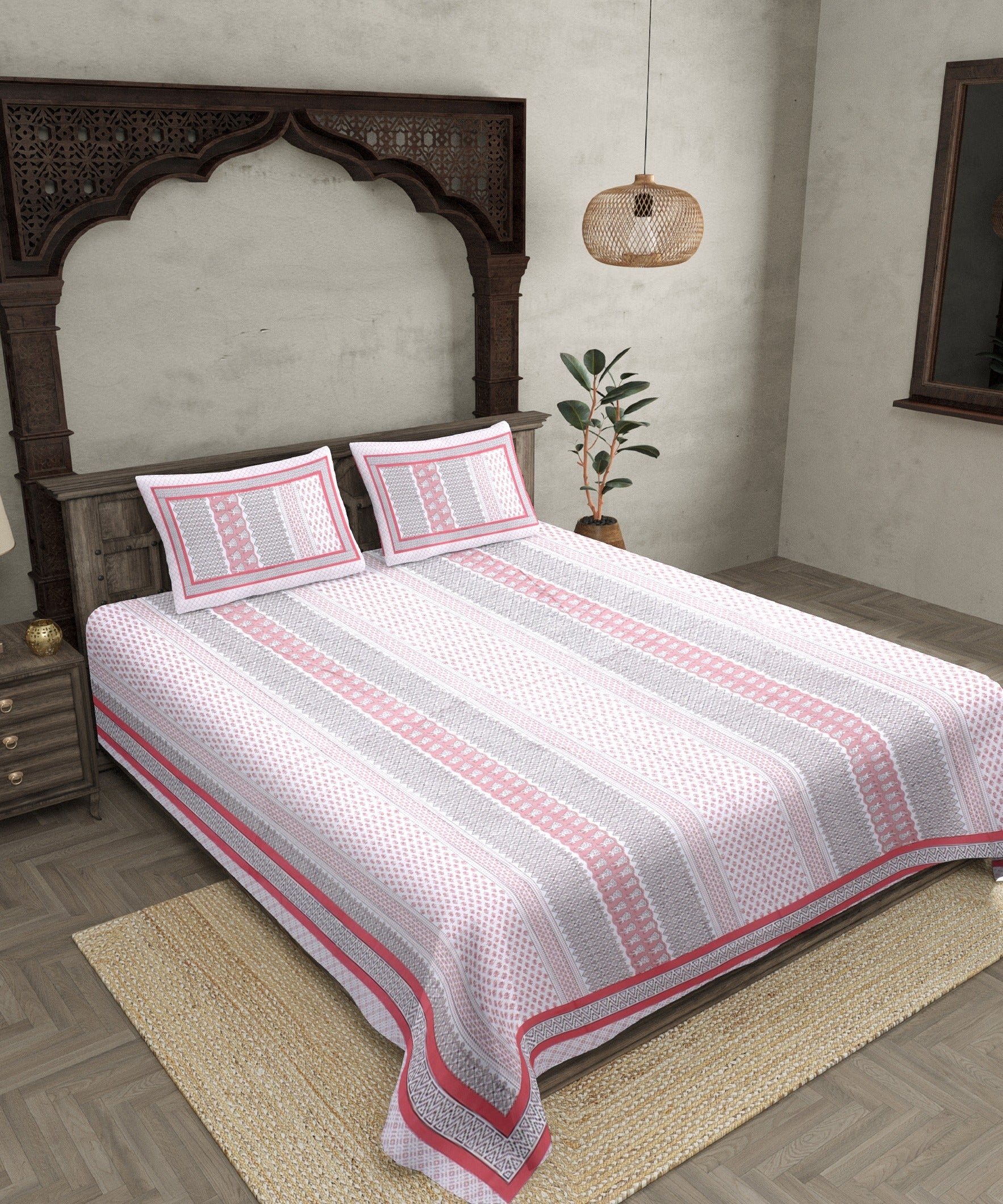 Longitudinal Composition Peach Double Bedsheet