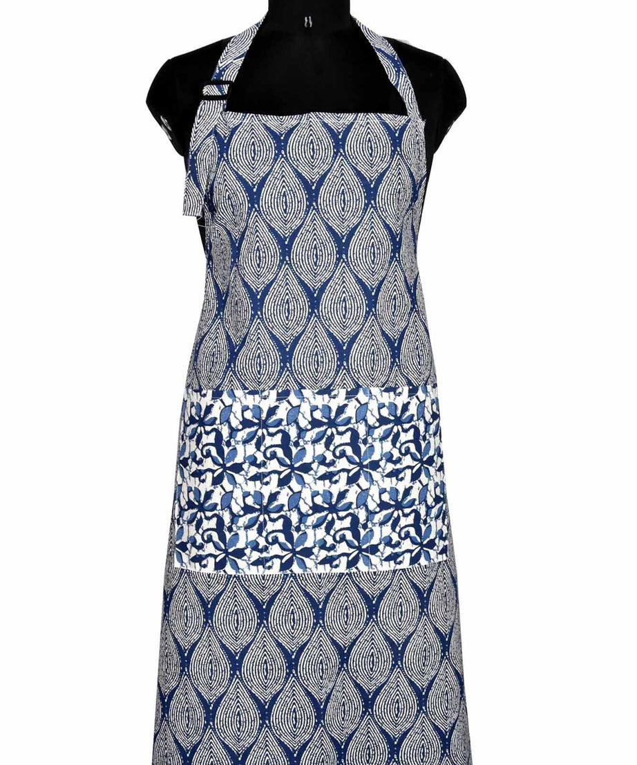 Navy blue retro print apron