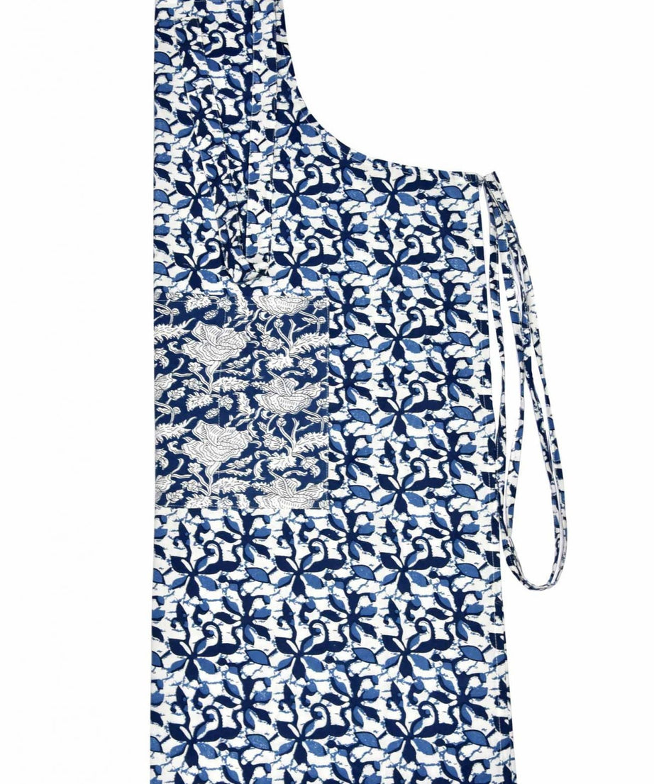 Batik print blue apron