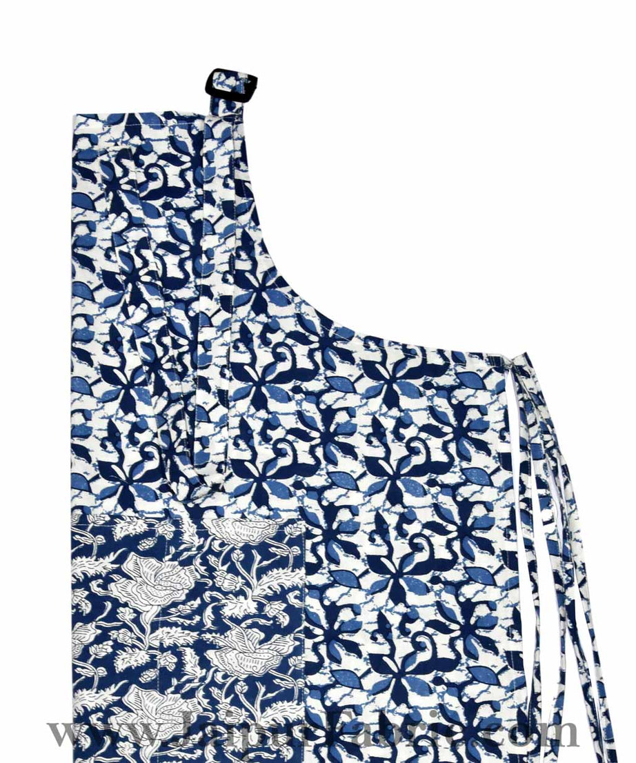 Batik print blue apron
