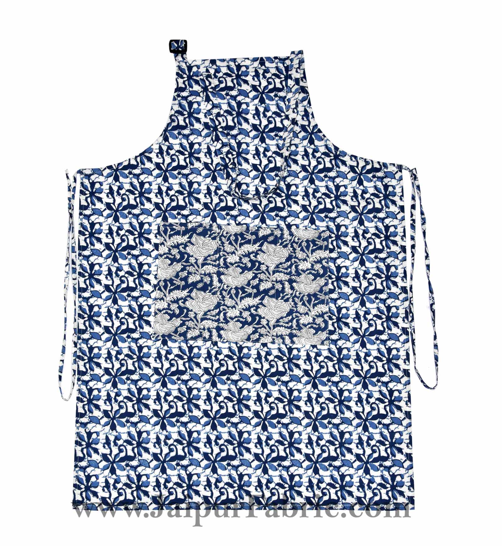 Batik print blue apron