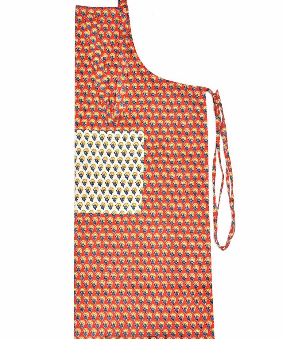 Buti print orange apron