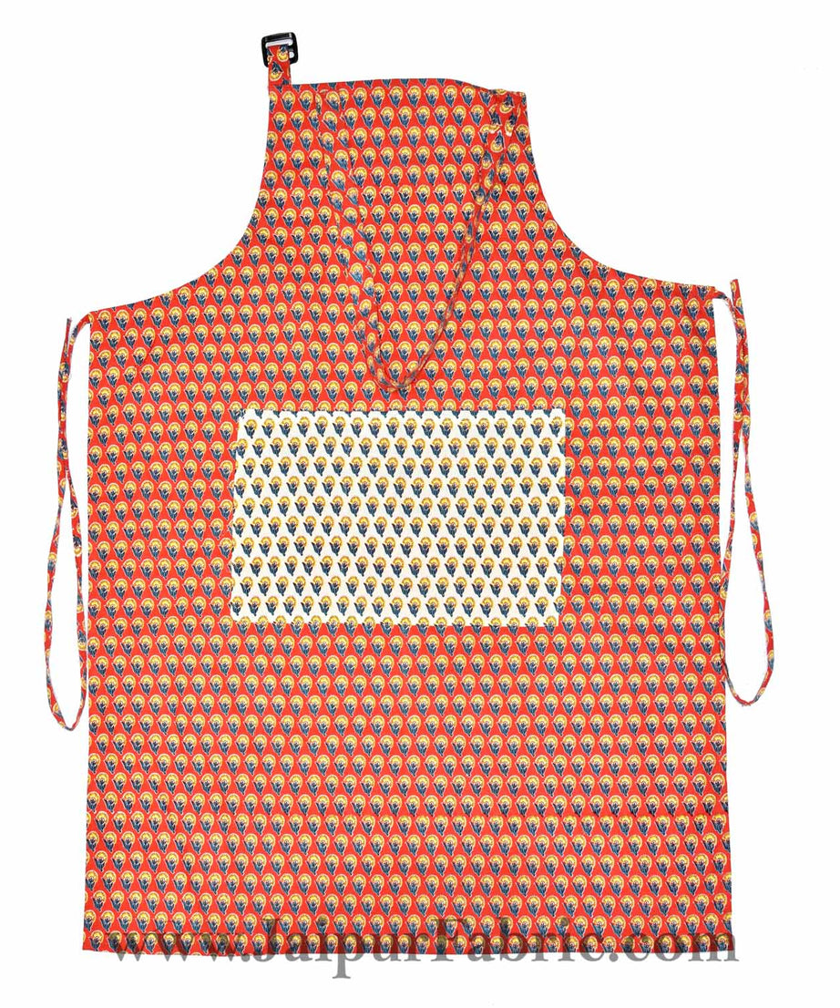 Buti print orange apron