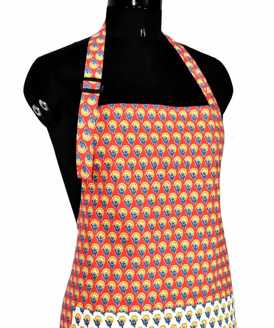 Buti print orange apron