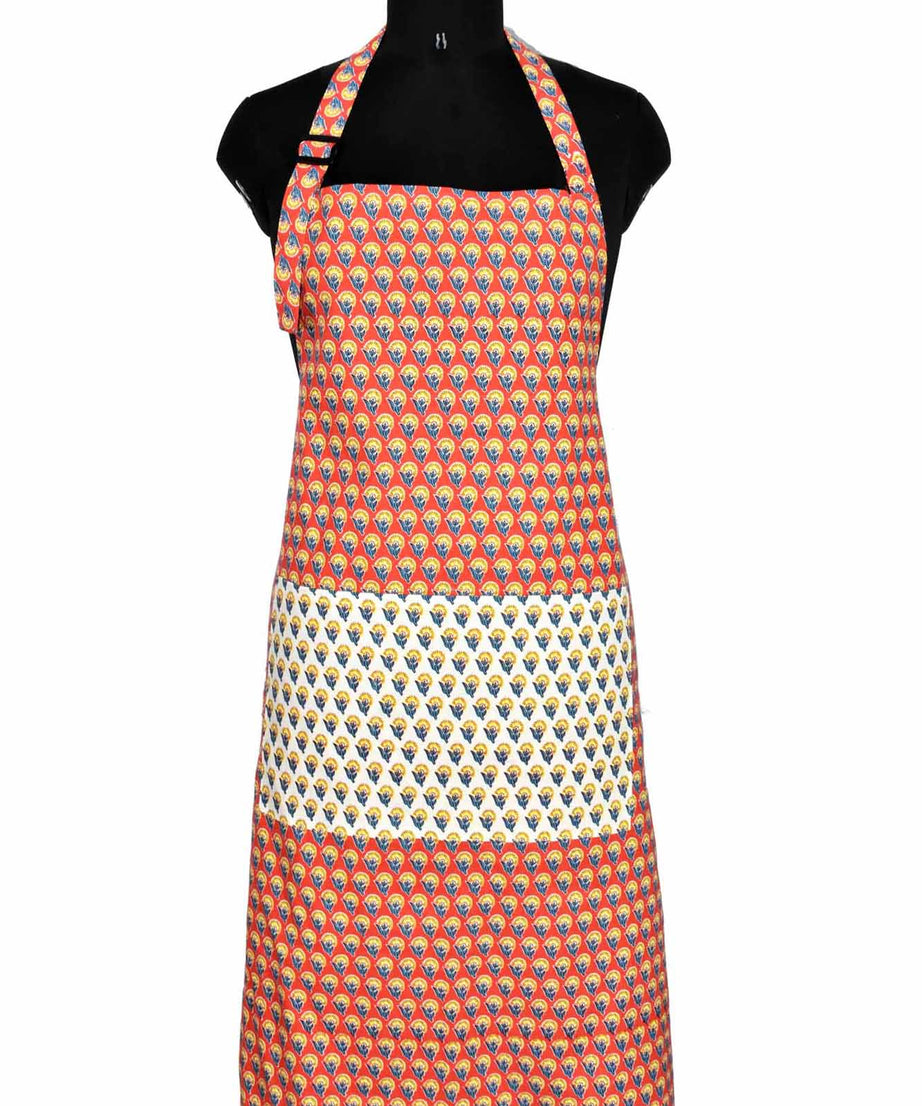 Buti print orange apron