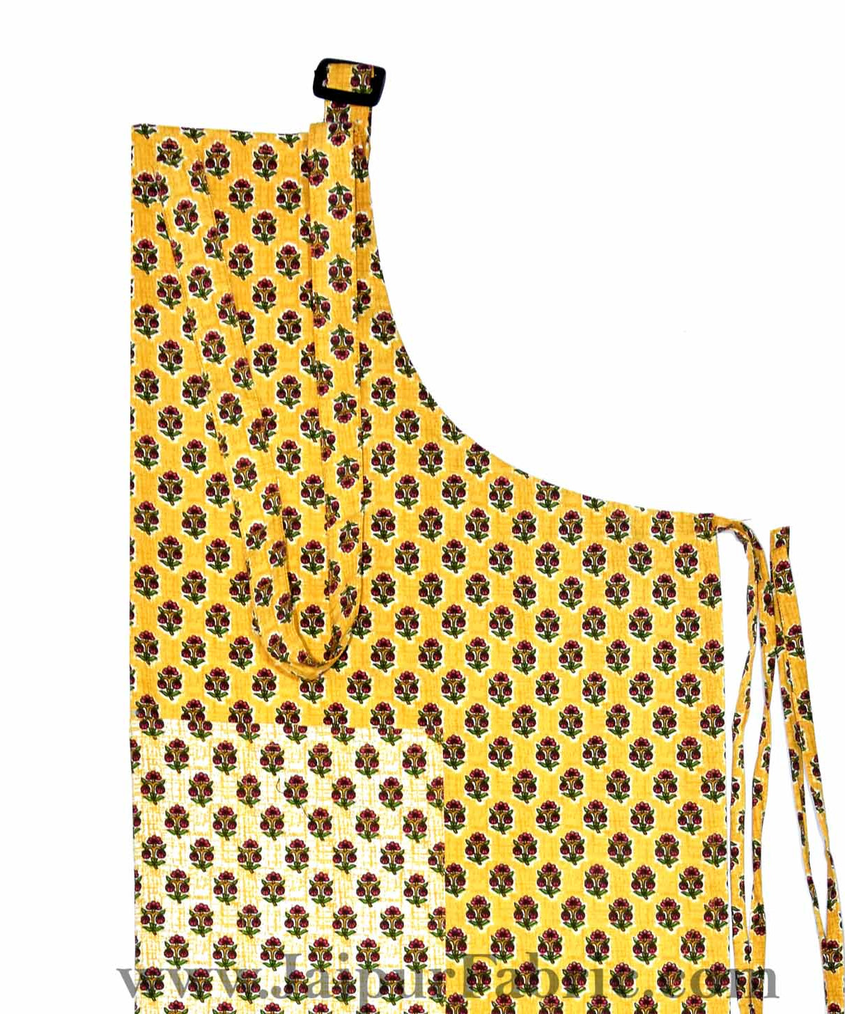Floral buta print mustard yellow apron