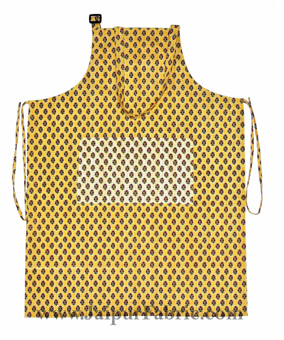 Floral buta print mustard yellow apron