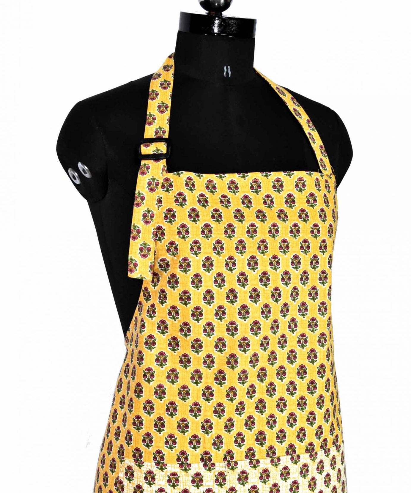 Floral buta print mustard yellow apron
