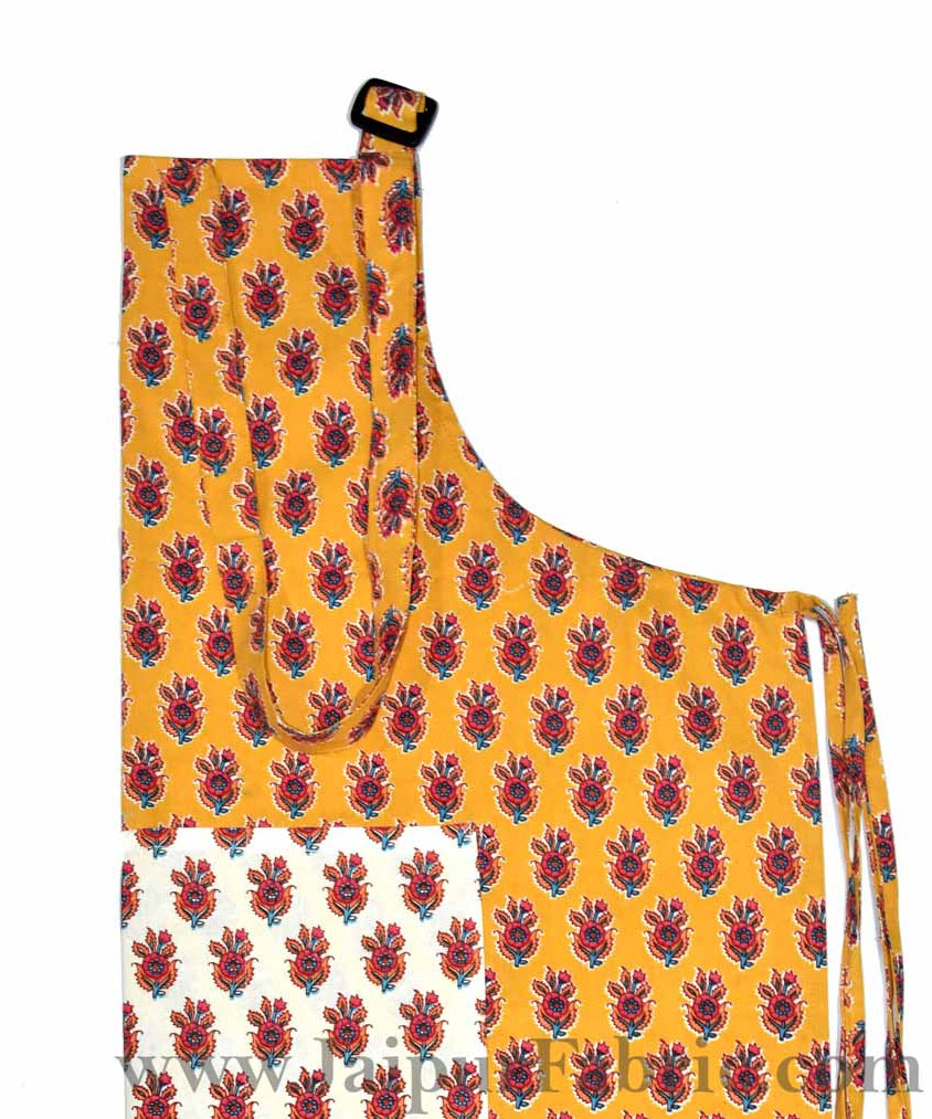 Yellow flower bouquet print apron