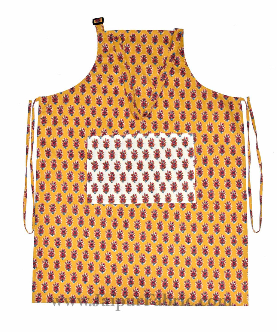 Yellow flower bouquet print apron