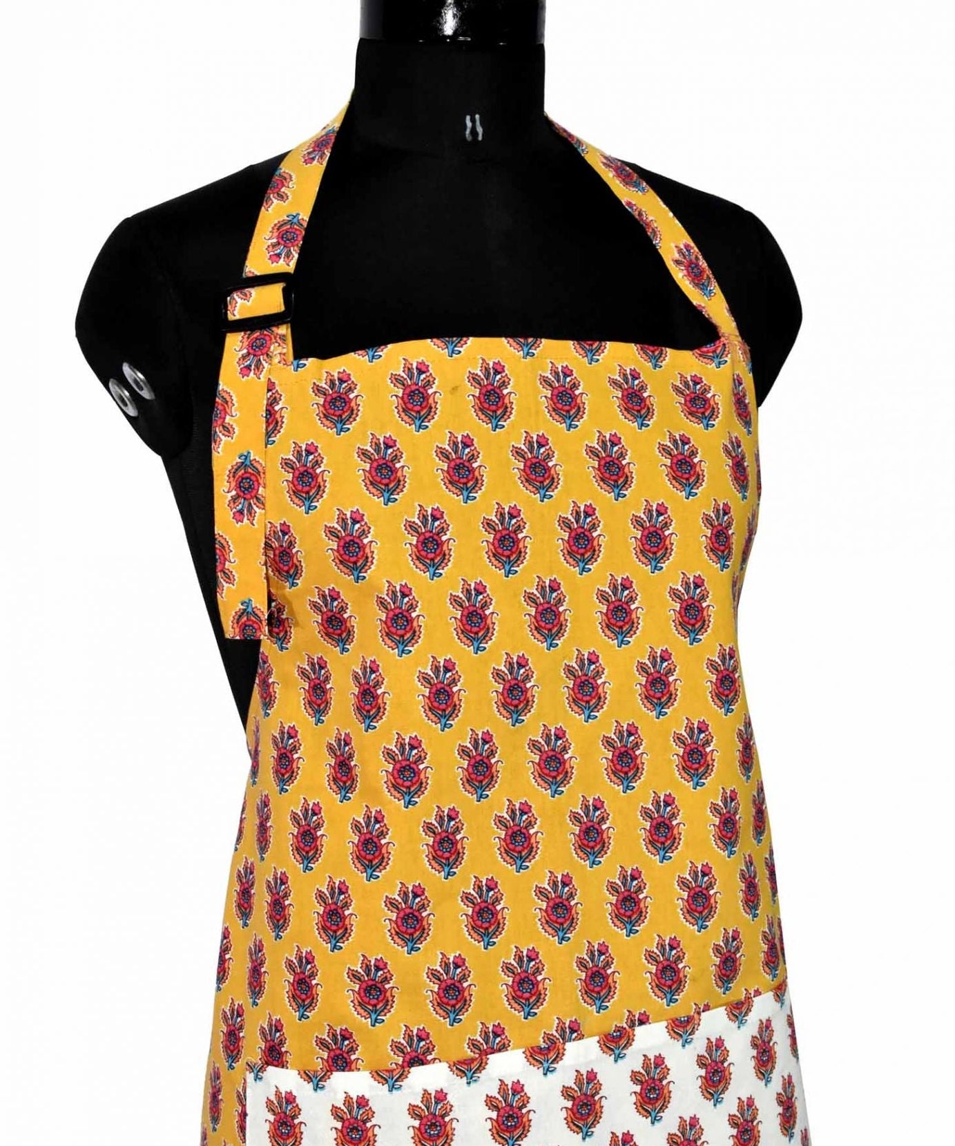 Yellow flower bouquet print apron