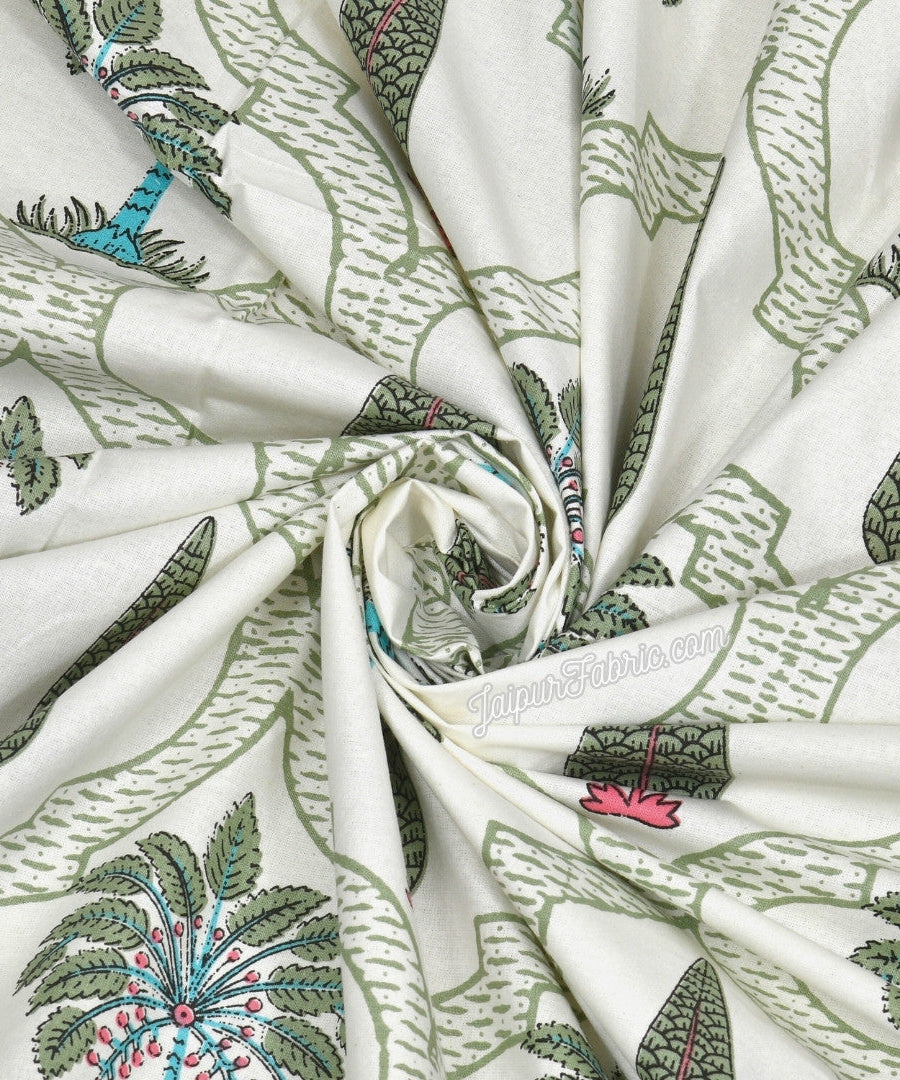 Hand Block Printroots Printed King Size Bedsheet with Intricate Floral Designs