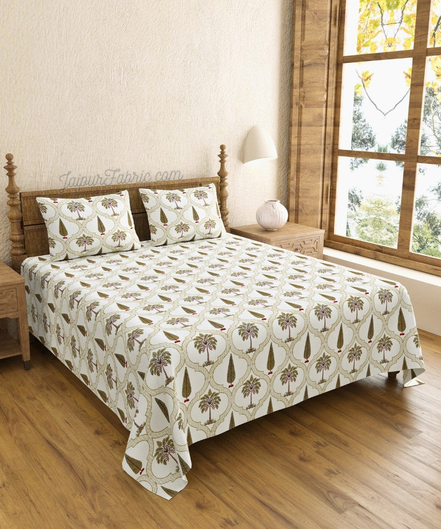 Pinklay Mocha Brown Delight Floral Jaipuri King Size Hand Block Print Bedsheet
