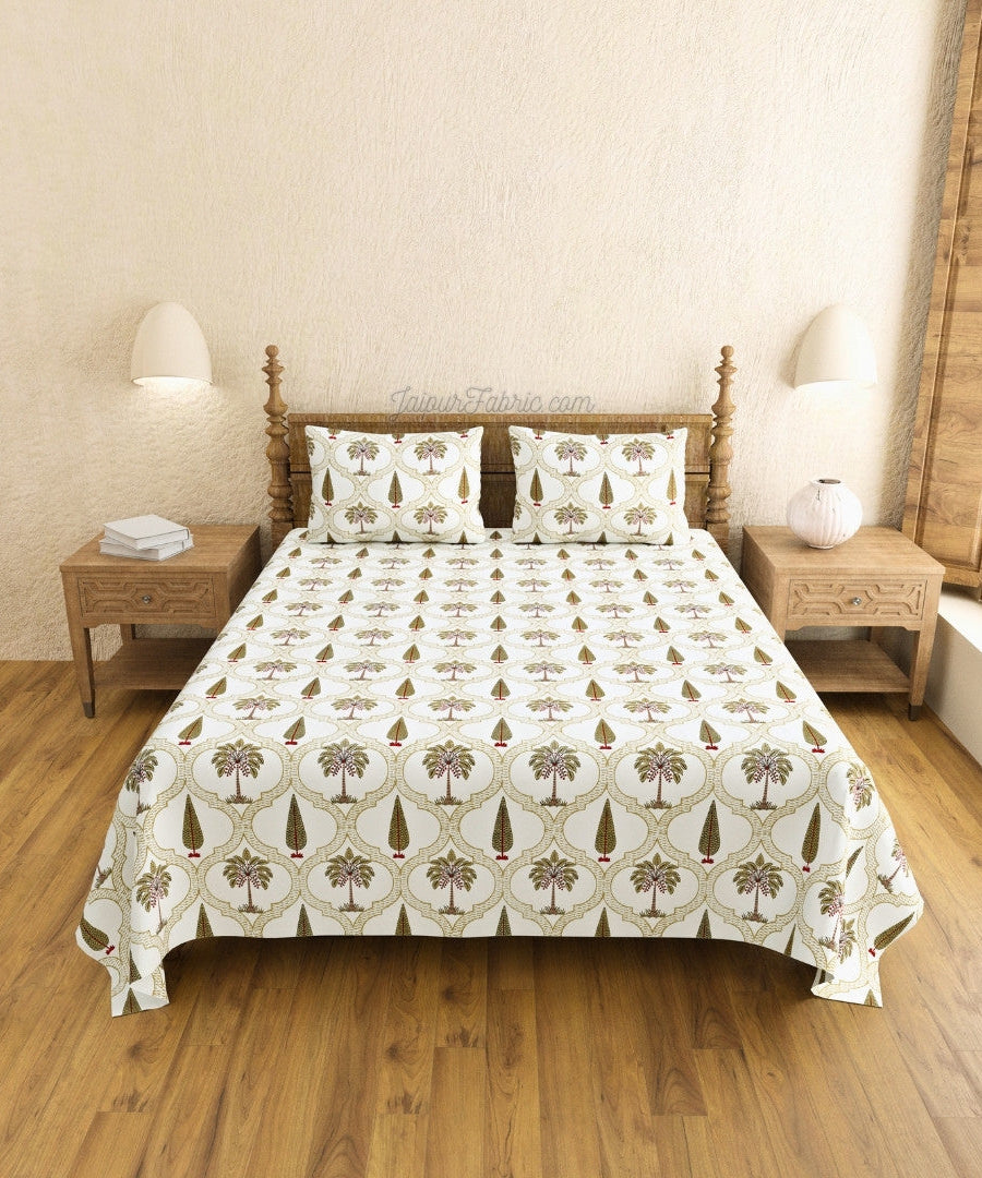 Pinklay Mocha Brown Delight Floral Jaipuri King Size Hand Block Print Bedsheet