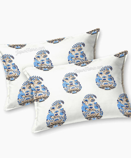 Hand Block Printed Floral Valley Indian Kairi Design King Size Bedsheet Combo of 3